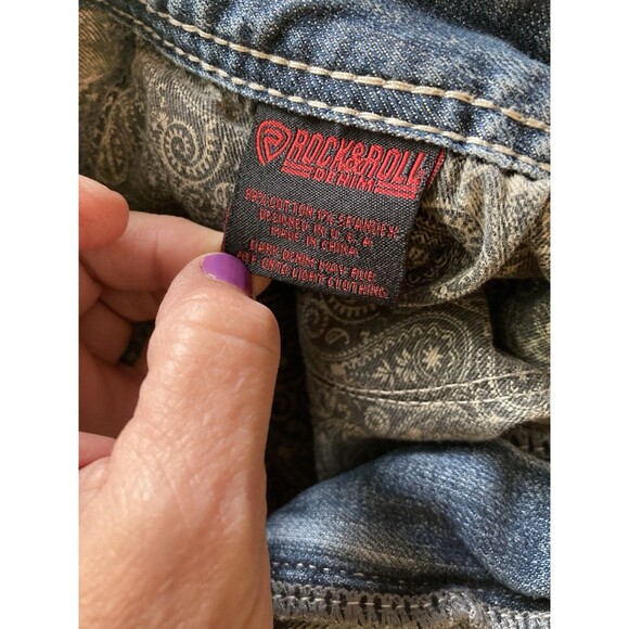 Rock & Roll Cowboy Jeans Men's 38X32 Pistol Straight Denim Western Work Worn In - Picture 11 of 12